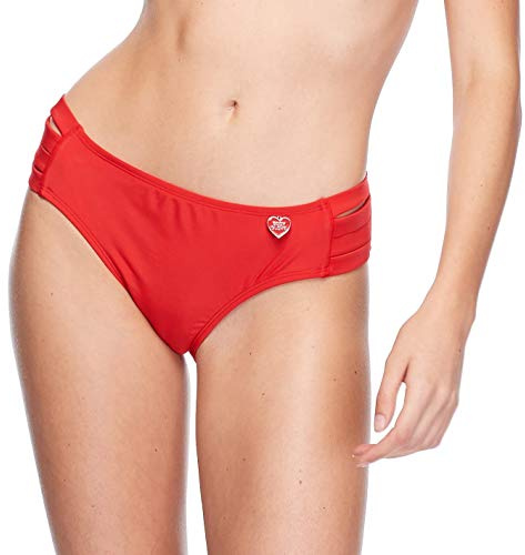 Body Glove Women's Nuevo Contempo Solid Full Coverage Bikini Bottom Swimsuit, Smoothies True Red, Large