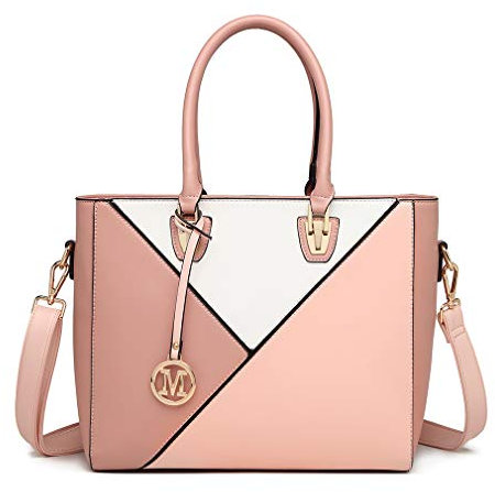 Miss Lulu Handtasche Damen Mittelgroß, Taschen PU Leder, Handtaschen Groß V-förmiges Design Synthetic Ledertasche Mit Abnehmbarem Schultergurt für Büro Schule Einkauf Reise Geschenk