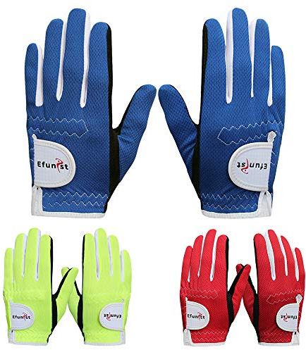 Efunist 1 Pair Junior Kids Youth Toddler Boys Girls Golf Gloves Dura Feel Blue Red Green Left Hand Right Hand (Green, Small)