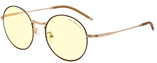 Gunnar Gaming- und Computerbrille - Ellipse, Black/Gold Rahmen, Amber Linsen - Blaulichtfilter Brille, Premium Blaufilter, UV-Schutz,