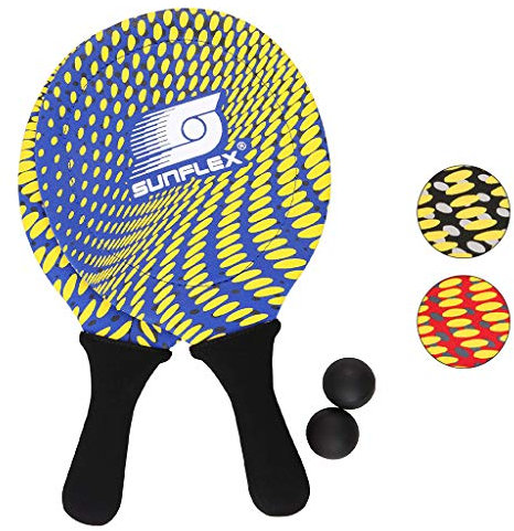Sunflex® Neopren Beachball Set Splash mit Zwei Schlägern und Zwei Bällen in blau | weich und leicht | extrem robust und wasserfest