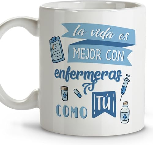 Taza Enfermera. Tazas para enfermeras. Tazas Desayuno Originales. Taza Cerámica 330 ml. Regalos con Frases.