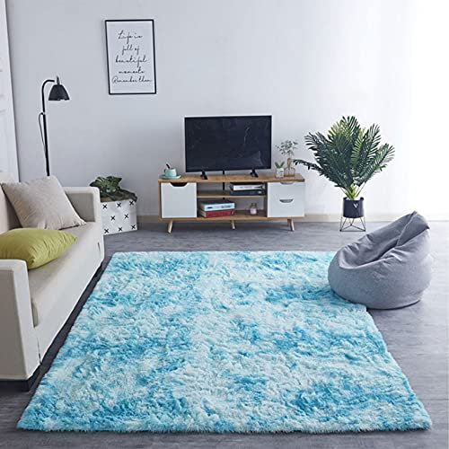 GUOYUYU Langflor Teppiche Wohnzimmer 200x240cm Super Soft Nachahmung Wolle Teppich Langflor Flauschige für Esszimmer oder Kinderzimmer, Himmelblau