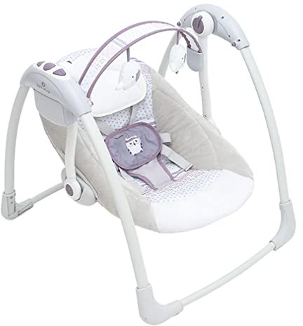 Olmitos Musical Schaukel Hängematte | Melodien zur Unterhaltung des Babys | leicht zusammenklappbar | Sicherheitsgurt | abnehmbare Kopfstütze | 2-Fach verstellbare Verstellung (Rosa)