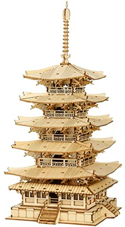 Rolife 3D Puzzle Five-Storied Pagoda - Wooden Puzzles for Adults DIY Model Kits, Construction Kits Wood Building Sets, Aesthetic Home Decor Gifts