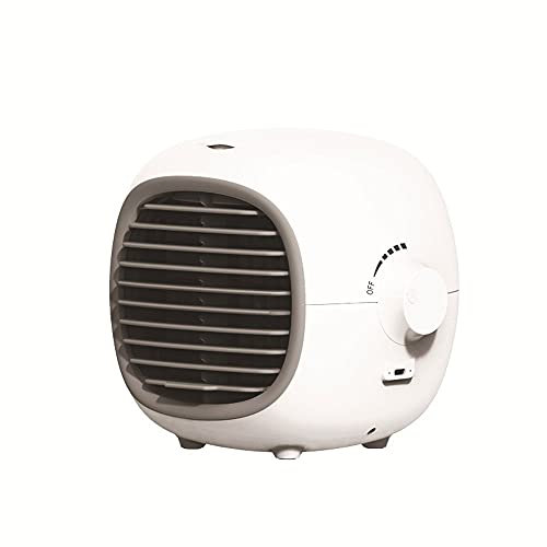 TOTMOX - Ventilador de aire acondicionado portátil recargable para coche, hogar, oficina, picnics al aire libre, mini ventilador de refrigeración de aire, aire acondicionado evaporativo, color blanco