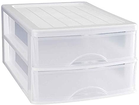 AC - Cajonera de Almacenamiento sobremesa con 2 cajones, Torre de Almacenamiento Multiusos para Oficina, hogar, Escuela, etc. 17,5 x 27 x 35 cm. Color Blanco