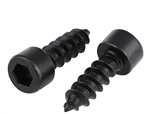 CONPHERON Tornillos Autorroscantes de Cabeza Hexagonal Interior NegroTornillos para Madera de Acero al Carbono, M1.7×10mm, 200 pcs