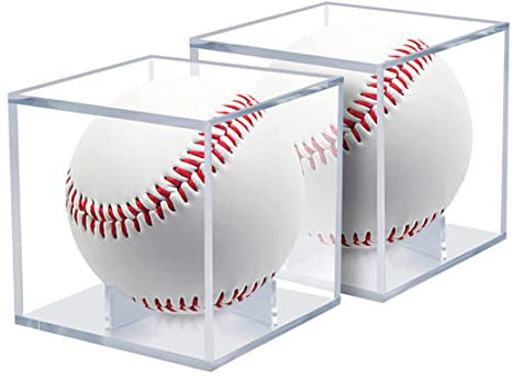 Baseball-Vitrine, Transparente UV-GeschüTzte Acrylboxen FüR ErinnerungsstüCke, Ball-Display-Halter, Acryl-Baseball-Vitrine, 2 StüCk