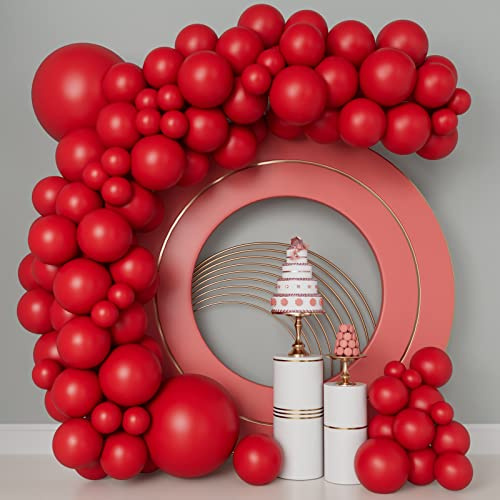 140pcs Red Balloons Garland Arch Kit 5/10/12/18Inch Different Sizes Matte Red Latex Balloons for Christmas Baby Shower Wedding Birthday Party Decorations