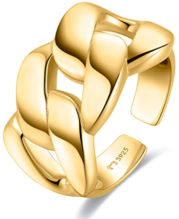 MARLION JEWELS Anillo para mujer en plata formado por grandes eslabones. Anillos de plata para mujer con acabado en plata o en oro. Joyería mujer ideal para parejas, madres, novias.