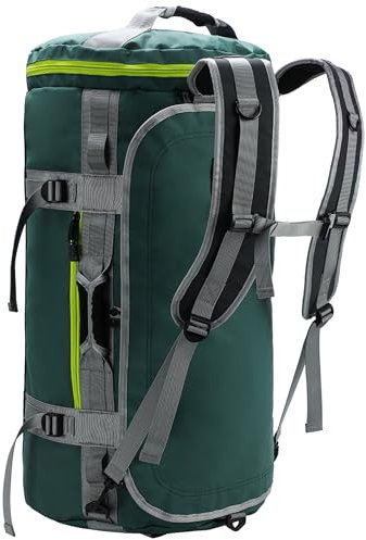 MIER Reisetasche große Sporttasche wasserdicht Sportrucksack mit Schuhfach umwandelbar in Rucksack, Grün, 60L