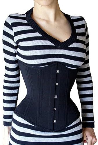 Naveed Damen Unterbrust Korsett Baumwolle Korsett für starkes Taillentraining Sanduhrfigur (50, Schwarz)