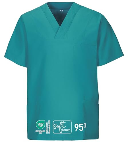 EXNER Medizinischer Schlupf-Kasack, OP-Kasack, Unisex, für Krankenpflege, Altenpflege, Farbe Teal, Größe 7XL