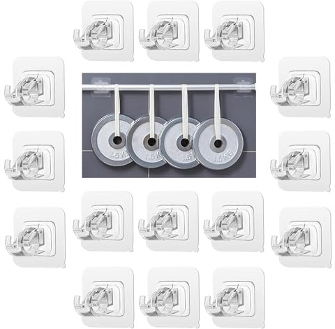 KUBDPQOR Set di 15 Ganci per Tende Senza Bucare di Alta qualità, Ganci Autoadesivi in Plastica ABS, Ganci per Stanghe e Tende per Tende Portasciugamani Sospesi per Uso da Casa Bagno