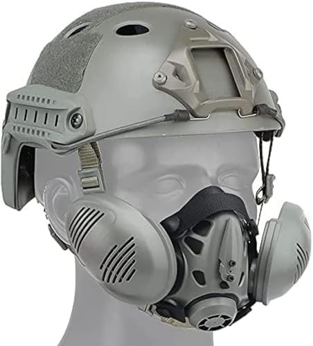 Casco da Salto Base Veloce Casco Airsoft Stile MH, Maschera Respiratore Tattico per Tiro con Paintball Tiro da Caccia Sportiva all'Aria Aperta,G,22X11cm