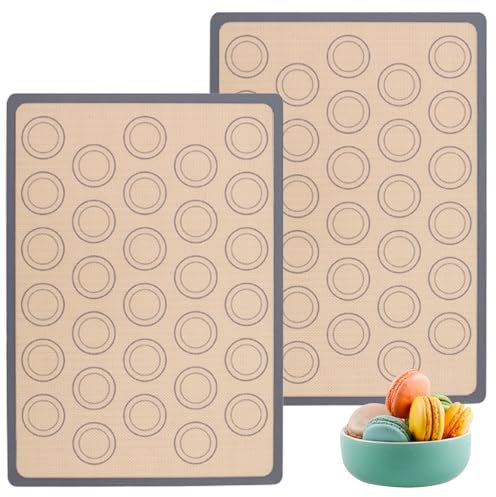 2fogli Tappetini da Forno per Macaron,Tappetino Silicone per Amaretti,Stuoia Pasticceria Riutilizzabile,Tappetino da Forno per Macaron Antiaderente Facile da Pulire,per Macarons,Pasta,Cioccolato Pizza
