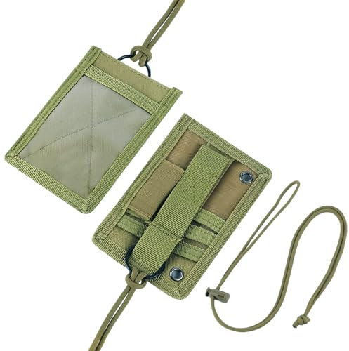 Taktischer Ausweishalter, Ausweishülle ID Kartenhalter, Badge Holder Lanyard mit Abnehmbarem Umhängeband, Schlüsselband und Stifthalter, für ID Tags Visitenkarte Draußen Arbeiten (Militärgrün)