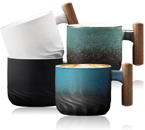 BORDEAG 4 Pièces Tasses À Expresso, 60 Ml Tasses À Expresso De Qualité Supérieure, Tasses À Expresso Premium Avec Poignée, Mugs En Céramique Avec Anse Pour Expresso, Thé, Latte