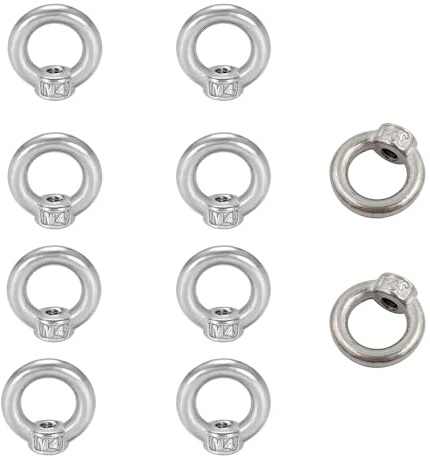 Tuerca anular M4, 10 unidades de ojales anulares de acero inoxidable, tuercas de ojo de acero inoxidable, accesorios de elevación en forma de anillo, accesorios de montaje de cuerda, accesorios de