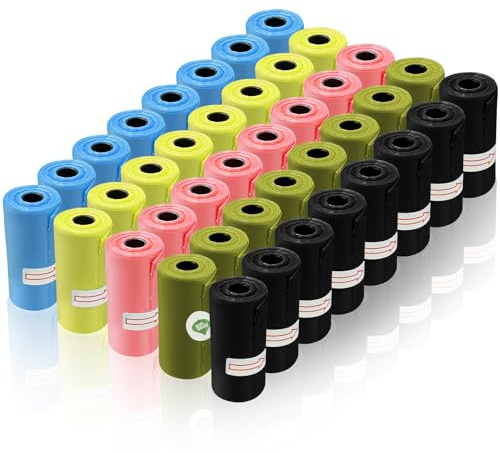 Dunkwckore Bolsas Caca Perro 40 Rollos 600 Bolsa, Biodegradables Caca Perro Bolsas, Bolsas para Excrementos de Perros, Extra Grueso, Fuerte y a Prueba de Fugas Bolsas para Caca de Perro