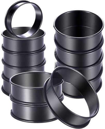 Confezione da 12 stampi rotondi da dessert antiaderenti per muffin inglesi in acciaio inox