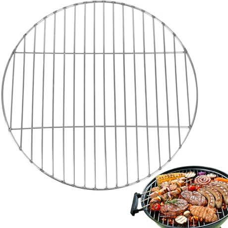 Griglia per barbecue in acciaio, griglia per barbecue, vassoio rotondo, struttura resistente, perfetta per cottura all'aperto, picnics, barbecue da giardino
