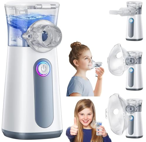 Portable Nebuliser Machine for Adults and Kids Rechargeable Mesh Nebulizer with LED Display 3 Modes Quiet Steam Inhaler Inhalator for Breathing Home and Travel Use