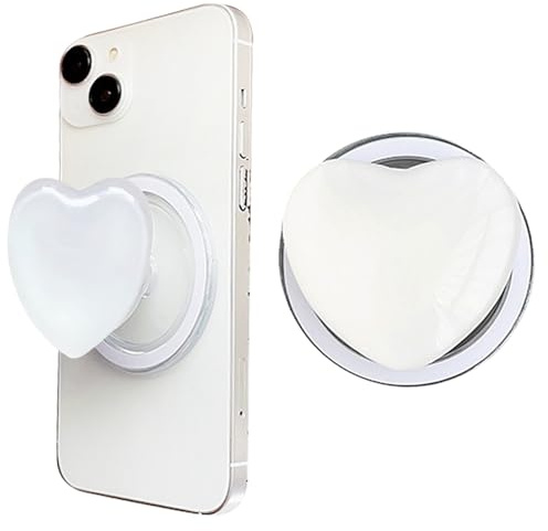 EDLMKM Phone Grip with Expanding Kickstand, with Heart Support Base Extendable Holders, Expanding Stand, Compatible with Smartphones, Mobiles, White