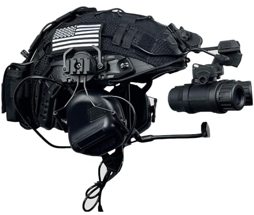 LZAQHMT Set Casco Tattico Softair Con Visore Notturno Cuffie for Comunicazione, Fodera Rimovibile, Borsa for Contrappeso Giochi Ruolo, Paintball, Tiro A Segno, Film E Oggetti Scena