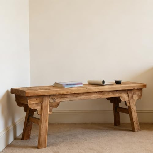 Natural Wood Bench Flower Bench for Entryway Living Room Bedroom Hallway & Bed End (140x30x45cm) - Stylish & Functional Home Decor