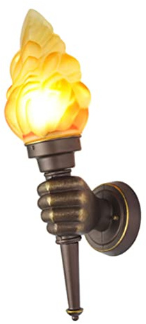Lámpara de pared retro E27, antorchas de pared vintage, lámpara de pared creativa tipo antorcha, pantalla de cristal, lámpara rústica decorativa para pasillo, lámpara para sala de estar, luz de pared