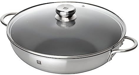 ZWILLING 40109-321 32 cm Wok with Lid – Stir Fry Pan with Non-Stick Coating, 18/10 Durable Stainless-Steel Body, Suitable on All Stoves Including Induction, Scratch-Resistant