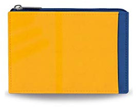 Invicta, 306031931-Bh5 Porta Tessere con Portamonete, Blu Giallo, Vera Pelle
