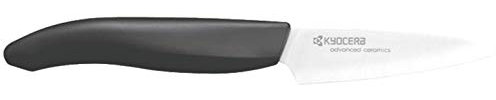 Kyocera FK-075 WH-BK NATURE - Coltello spelucchino, 7,5 cm, manico in bioplastica, lama in ceramica di zirconia affilata a mano, leggera, non trasferisce i sapori