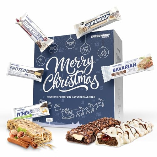 Energybody Protein Riegel Adventskalender 2025 / Weihnachtskalender mit 26 leckeren Protein- & Ausdauerriegeln/Fitness Adventskalender als Geschenkidee für Sportler