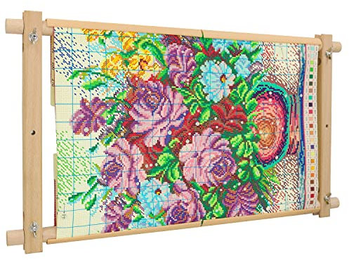 Stickrahmen Eckig, Stickcliprahmen, Quadratische Stickrahmen aus Holz, Frame Clip on Q Snap Cross Stitch Frame, Kunststoff Nährahmen Zum Sticken, Nadelspitze, Seidenmalerei (46x28.5cm)