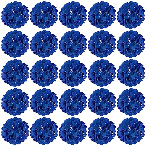 FagusHome 30 cabezas de hortensias artificiales de seda para decoración del hogar y boda (azul oscuro)