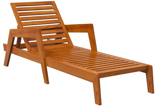 Outsunny Sonnenliege, Gartenliege aus Holz, Liegestuhl, Wetterfest Relaxliege für Balkon, Terrasse, bis 120 kg belastbar, Orange, 66 x 190 x 73,5 cm