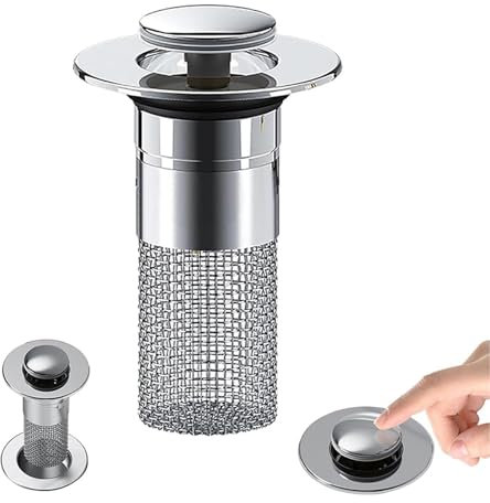 Tappo Lavandino Bagno 2 Pezzi Tappi Di Scarico Per Lavello 30mm, Tappo Di Scarico Lavello Con Filtro Per Cucina Bagno, Filtro Di Scarico P-op Up In Acciaio Inossidabile, Filtro Per Lavello