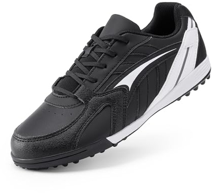 DREAM PAIRS Kids Botas de Fútbol Niños Zapatos de Fútbol Transpirables Unisex Multitacos Zapatillas Deportivas para Exteriores,Size 36,Blanco/Negro,KKUMSO2504