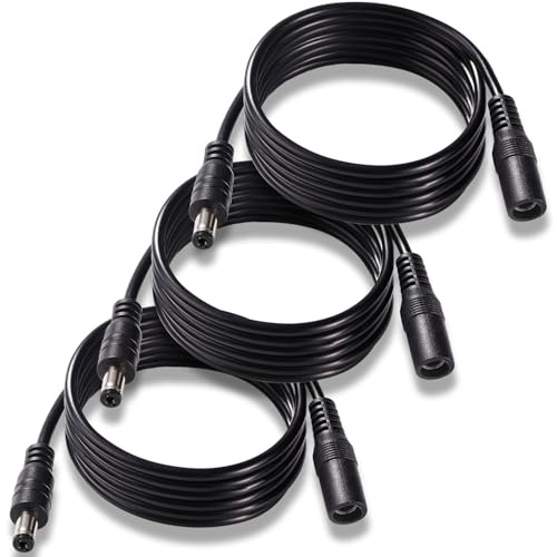 KUOQIY 3 Stücke 1.5m 5.5x2.1 mm 24V 12V DC Power Verlängerungskabel, Männlich Weiblich Verlängerung Kabel Netzkabel Verbinder 22AWG, für Sicherheitskameras, Schwarz