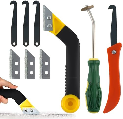 Rascador Juntas Azulejos, CIYIN 3 pcs Removedor de Lechada, Rascador Juntas Azulejos, con 6 Pcs Cuchilla de Repuesto, para Quitar Lechada de Azulejos y Baldosas