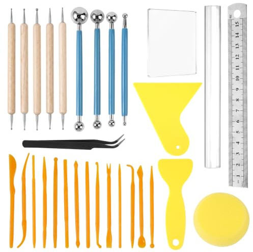 Lot de 30 Outils Poterie for Pottery Clay, Clay Sculpting Tools Outils