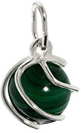 NKlaus Sphäre Kugel Kettenanhänger 925 Sterlingsilber Silber echte Malachit grün 7mm Damen7867