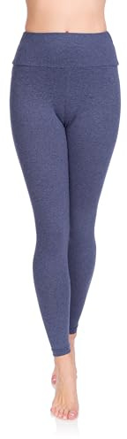 SOFTSAIL Leggings i bomull med hög midja för kvinnor, full längd, magkontroll, sport, gym, yoga, fitness, stretchiga byxor, enfärgade, slimmande, plusstorlekar, LWP, denim, 42 SE