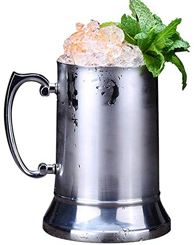 N2 20oz Double Wall 18/8 Stainless Steel Tankard Beer Mug Shaker Patented Mould Design Enjoy Favourite Beer Drinks Style Handle In Silver