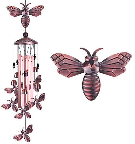 xxschy Carillon éolien en Forme d'abeille pour extérieur et intérieur – avec 4 Tubes, 6 Cloches, 7 Abeilles, Carillon éolien Romantique Mobile, Attrape-Vent, Carillon à Vent pour Jardin, Maison,