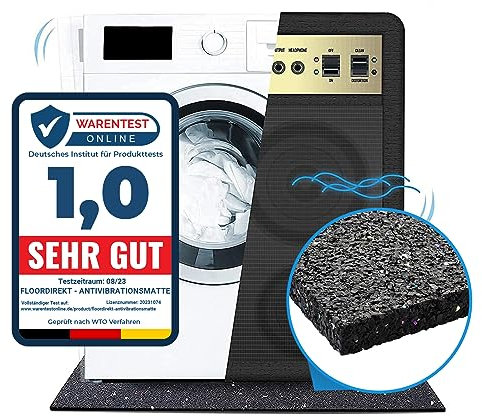 Tapis anti-vibration de qualité supérieure - Efficace pour machine à laver et sèche-linge - Fabriqué en Allemagne - Disponible en 4 épaisseurs - Découpable et antidérapant - 60 x 60 x 1 cm