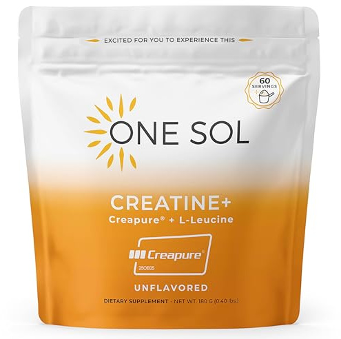One Sol Creatine for Women, All Natural Women’s Creatine Powder w Creapure & Leucine, Increase Lean Muscle Mass, Reduce Recovery Time, Promotes Brain & Bone Health (Unflavored, 60 Servings)